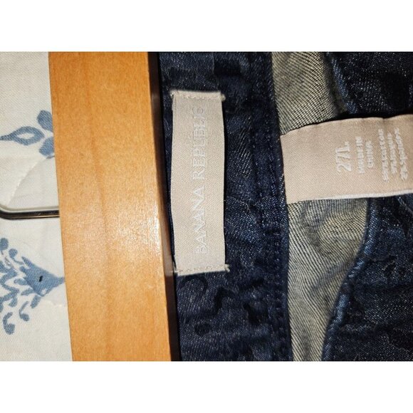 Banana Republic Velvet Skinny Jeans 27L Navy Floral Pants Soft Stretch - Picture 13 of 16